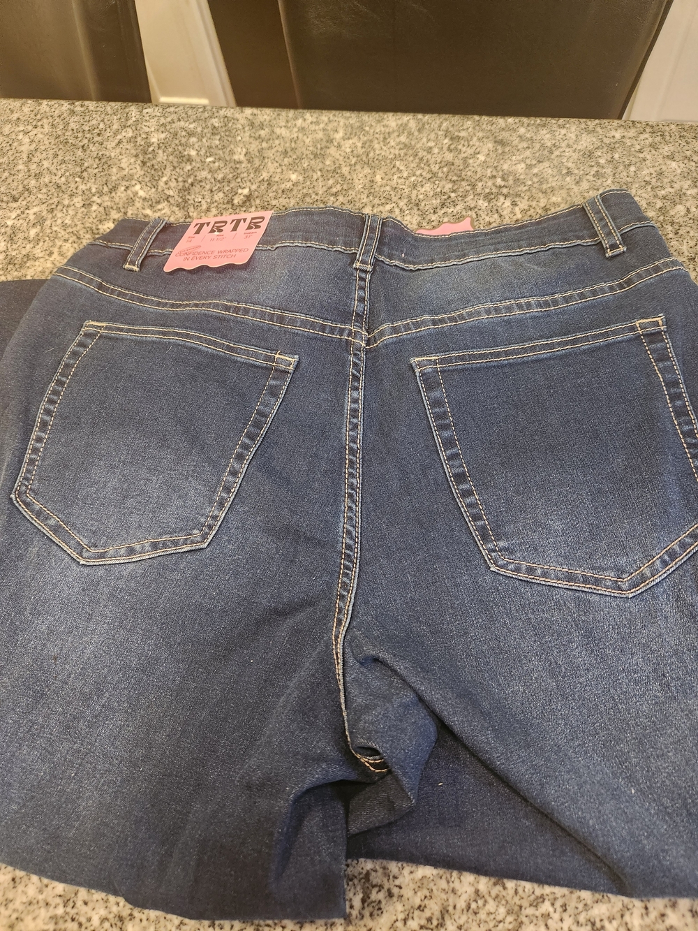Tractr Dark Wash Bow High Waisted Wide Leg Jeans - Picture 5 of 7